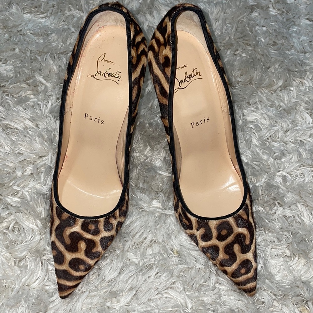 Christian louboutin leopard print calf hair 120 mm heel